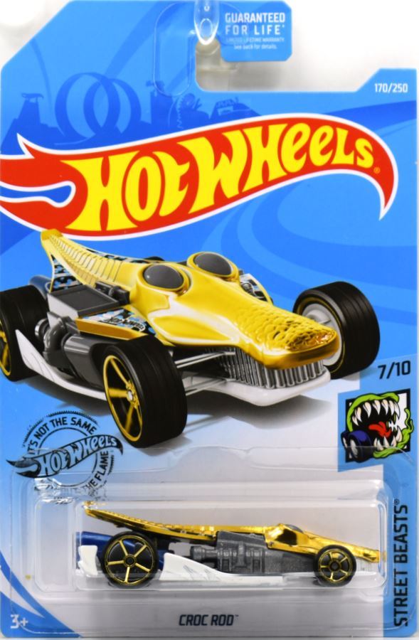 Hot Wheels 2019 - Collector # 170/250 - Street Beasts 7/10 - Croc Rod - Gold & Dark Gray - USA Card