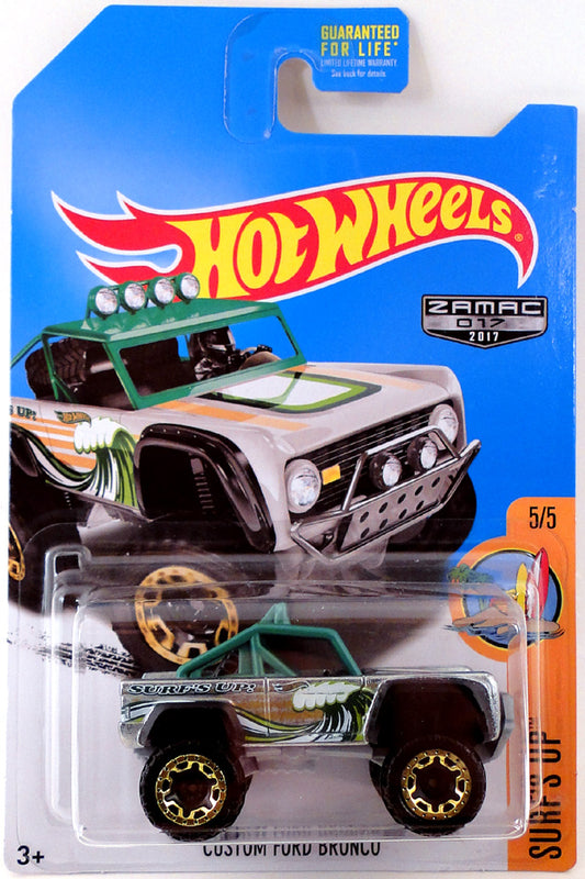 Hot Wheels 2017 - Collector # ---/365 - Surf's Up 5/5 - ZAMAC 017 - Custom Ford Bronco - ZAMAC - Walmart Exclusive - USA Card