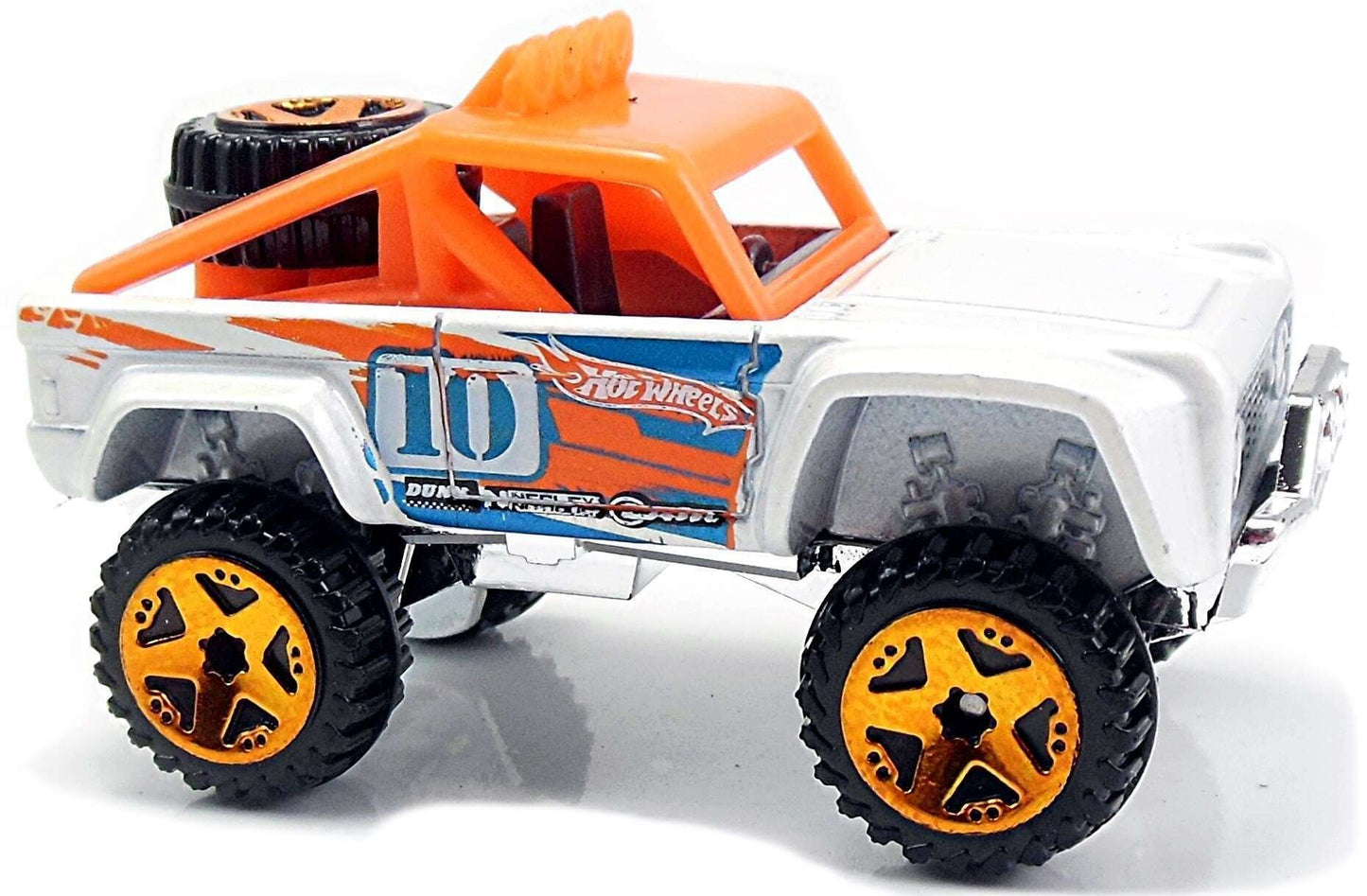 Hot Wheels 2010 - Collector # 151/240 - HW Racing 3/10 - Custom Ford Bronco - White / #10 - Chrome Orange OR5Sp Wheels - USA Card