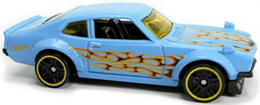 Hot Wheels 2020 - Collector # 142/250 - HW Flames 9/10 - Custom Ford Maverick - Matte Sky Blue - Kroger Exclusive - USA Card