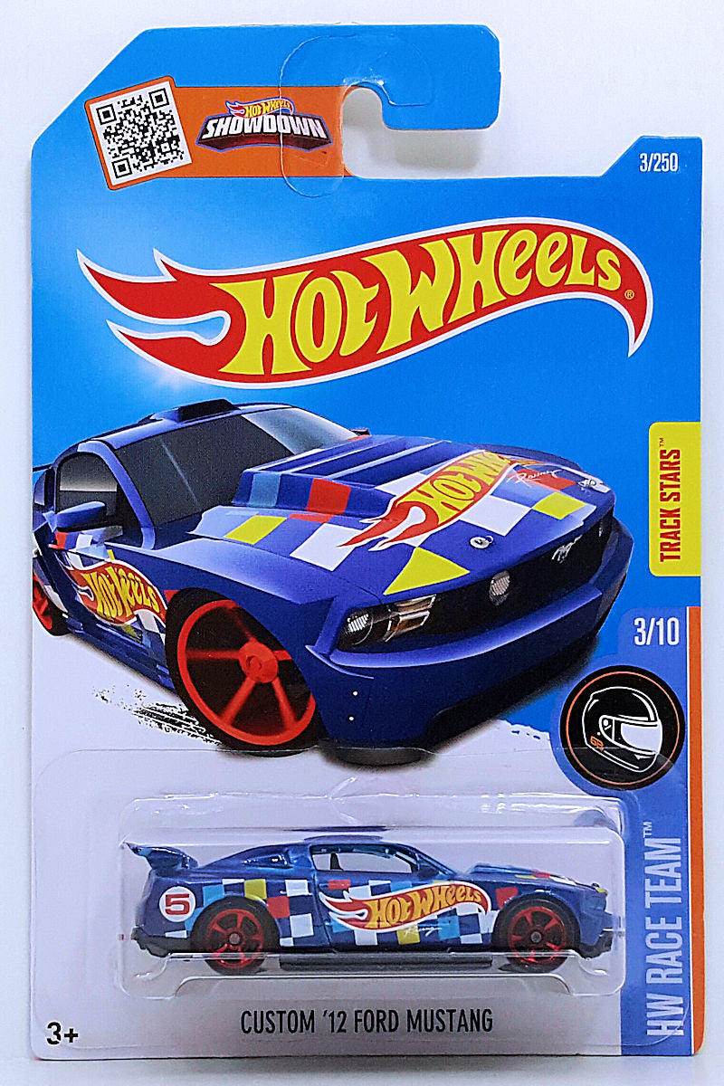 Hot Wheels 2016 - Collector # 003/250 - HW Race Team 3/10 - Custom '12 Ford Mustang - Blue - International 'Showdown' Card