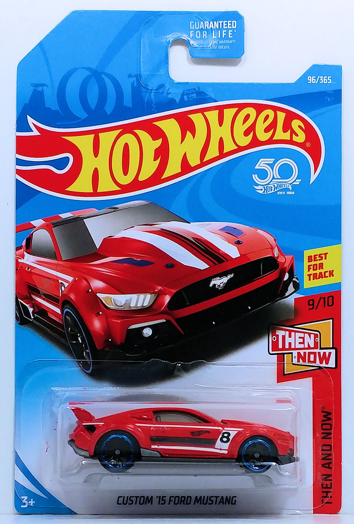 Hot Wheels 2018 - Collector #  096/365 - Then And Now 9/10 - Custom '15 Ford Mustang - Red - USA 50th Card