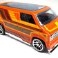 Hot Wheels 2025 - Silver Series / Theme Series / Surf's Up Series 2/5 - Custom '77 Dodge Van - Orange / Stripe Graphics - MM5 Wheels - Walmart Exclusive