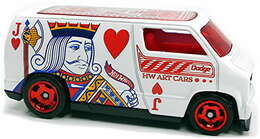 Hot Wheels 2021 - Collector # 065/250 - HW Art Cars 4/10 - Treasure Hunts - Custom '77 Dodge Van - White / Circle Flame Logo on Sides - International Card