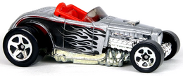 Hot Wheels 2008 - Collector # 144/172 - Ford Racing 4/4 - Deuce Roadster - Gray Metalflake / Flames - 5 Spoke Wheels - International Card
