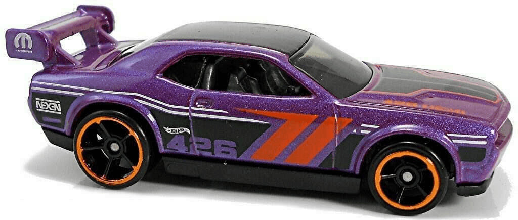 Hot Wheels 2019 - Collector # 179/250 - Nightburnerz 6/10 - Dodge Challenger Drift Car - Purple - USA Card