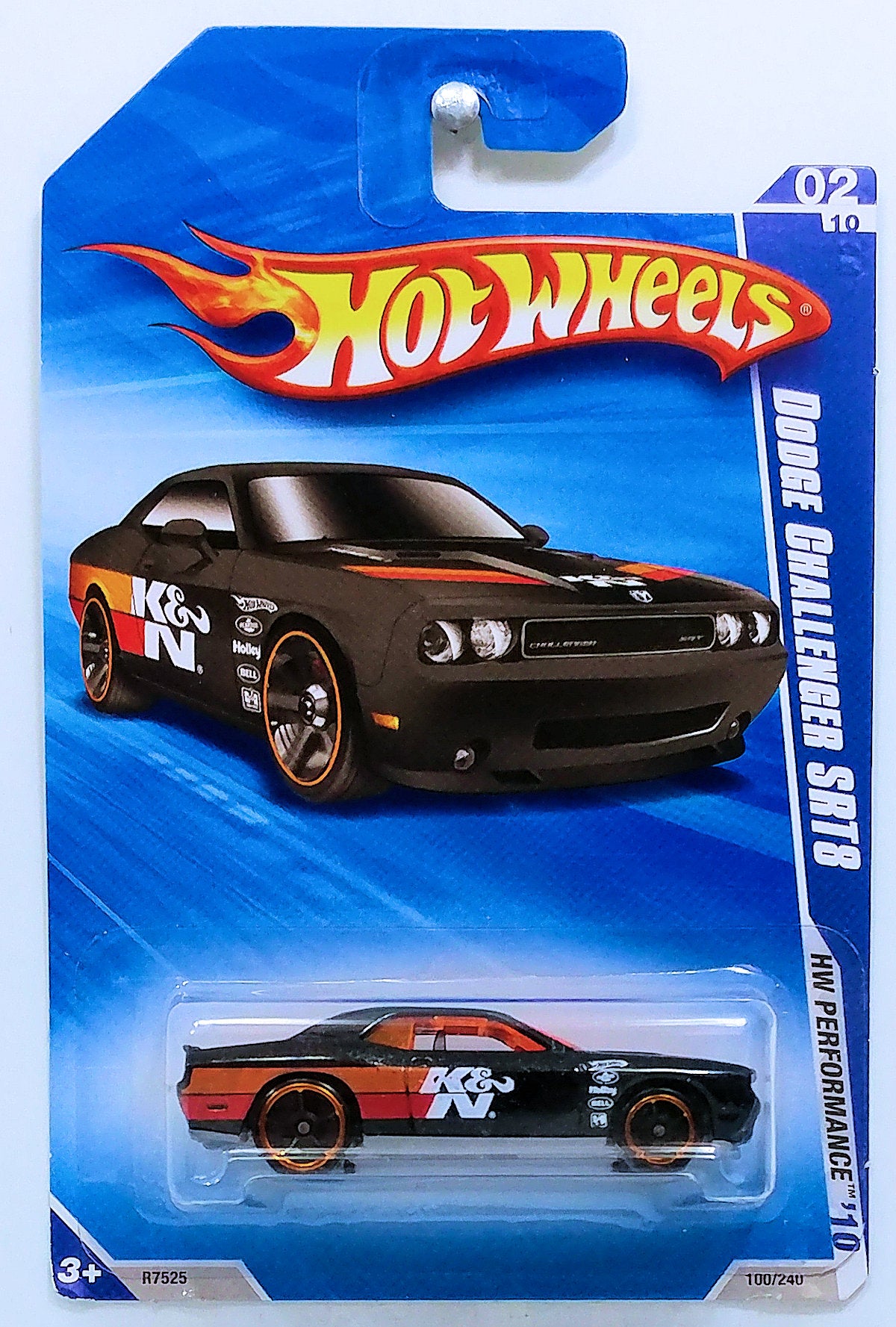 Hot Wheels 2010 - Collector # 108/240 - HW Performance 2/10 - Dodge Challenger SRT8 - Black Metalflake / K&amp;N Filters - OH5SP Wheels - USA Card