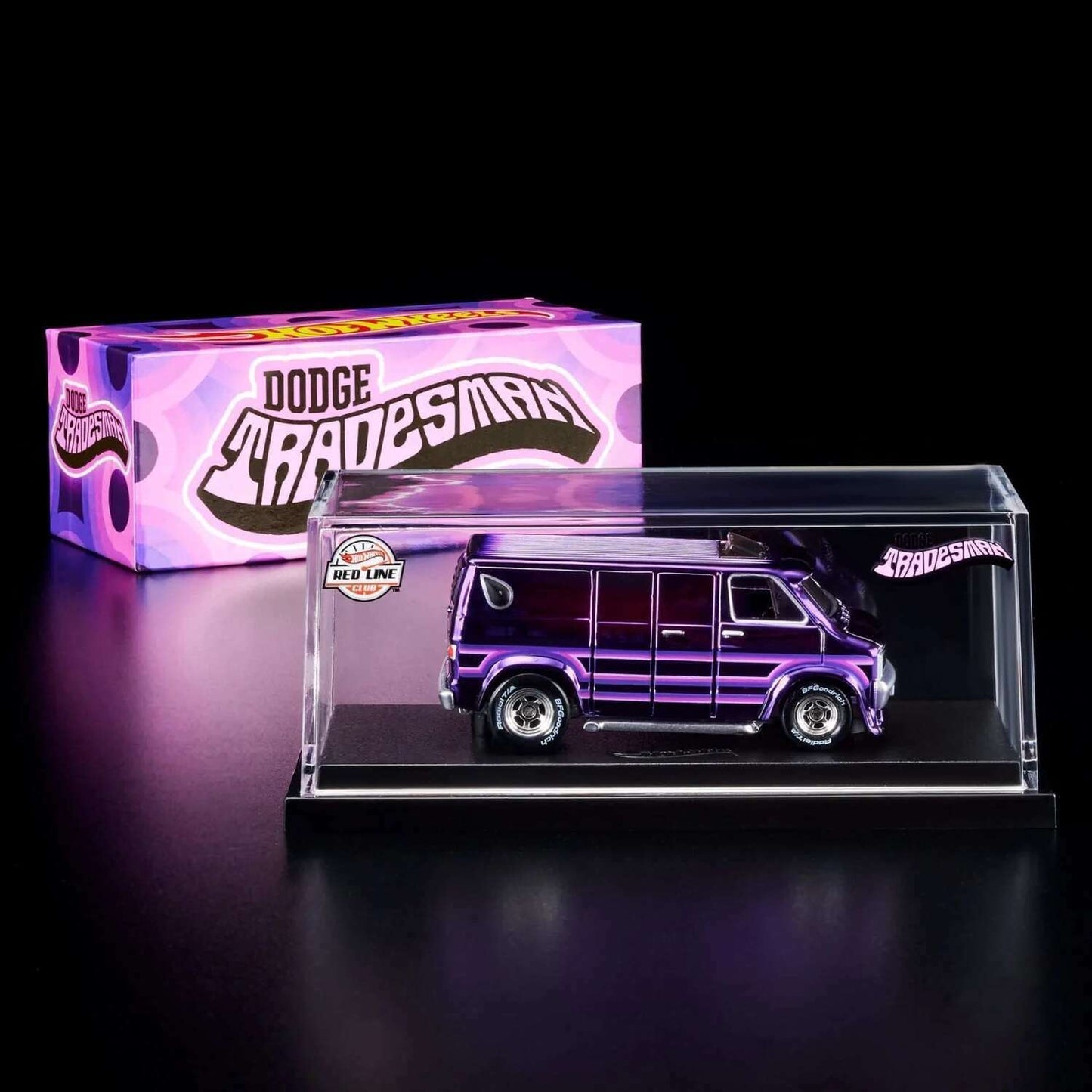 Hot Wheels 2024 - HWC/RLC Exclusive - Dodge Tradesman - Spectraflame Purple - Metal/Metal - Real Riders - Opening Doors - Acrylic Display Case