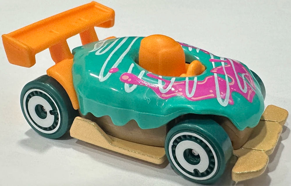Hot Wheels 2026 - Collector # 054/250 - Sweet Rides 1/5 - Donut Drifter - Teal & Orange - White Aero Disc Wheels - USA '2026' Card