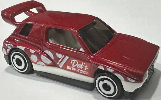 Hot Wheels 2026 - Collector # 065/250 - HW Euro 1/10 - New Models - Drift Box - Red / 'Dot's HW Drift Shop' - White Aero Disc Wheels - USA Card