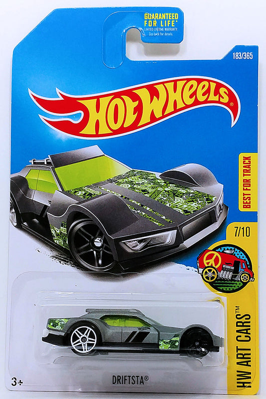Hot Wheels 2017 - Collector # 183/365 - HW Art Cars 7/10 - Driftsta - Gray - USA Card