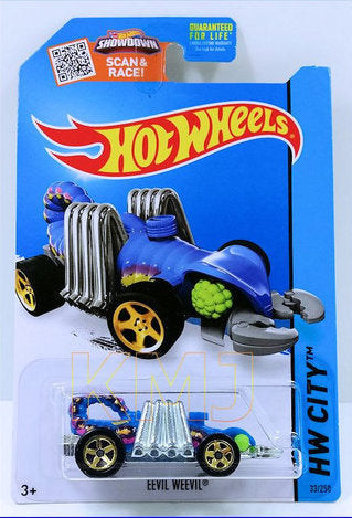 Hot Wheels 2015 - Collector # 033/250 - HW City / Street Beasts - Eevil Weevil - Blue - USA 'Scan & Race' Card