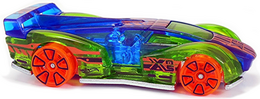 Hot Wheels 2018 - Collector # 281/365 - X-Raycers 9/10 - New Models - Electrack - Transparent Blue & Green - International Card