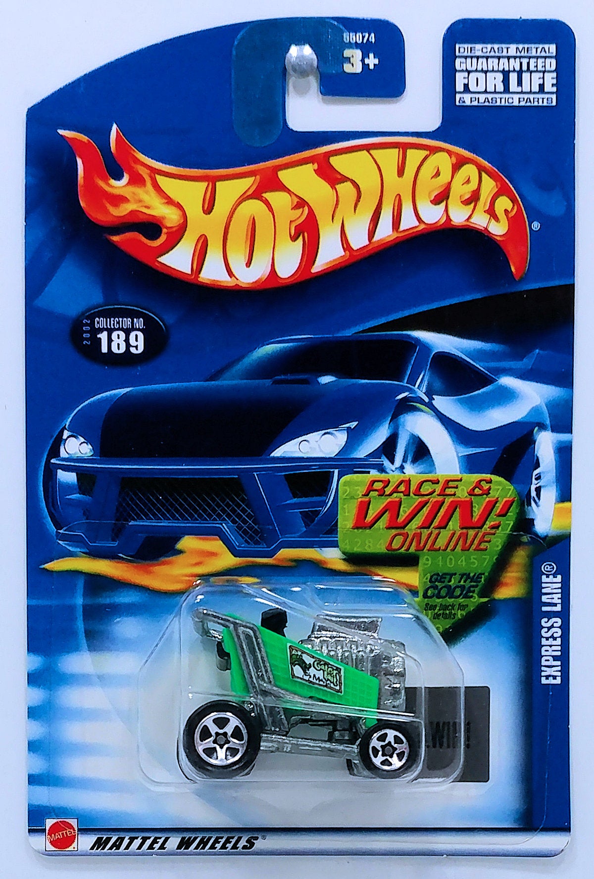 Hot Wheels 2002 - Collector # 189/240 - Express Lane - Green - USA 'Race & Win' Card
