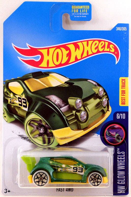 Hot Wheels 2017 - Collector # 346/365 - HW Glow Wheels 6/10 - Fast 4WD - Metalflake Green - USA Card