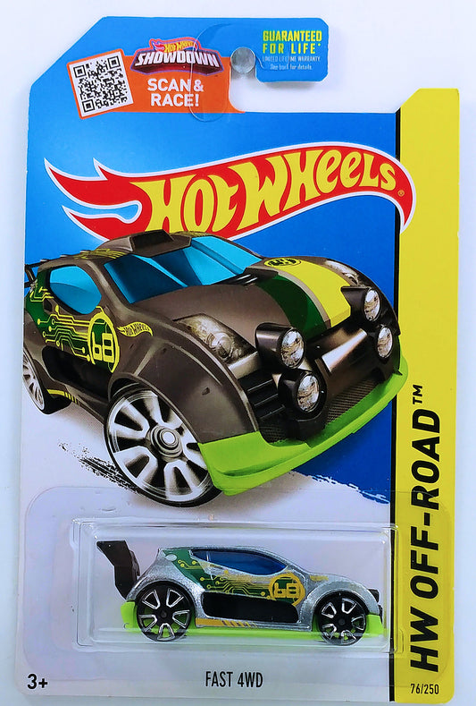 Hot Wheels 2015 - Collector # 076/250 - HW Off-Road / Road Rally - Fast 4WD - Silver Metalflake - USA 'Showdown' Card