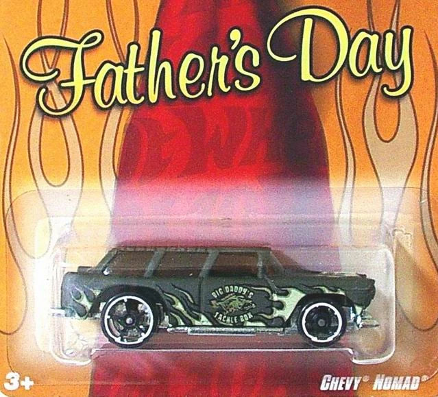 Hot Wheels 2008 - Theme / Father's Day - Chevy Nomad - Matte Olive Green / Flames - KMart Exclusive - Special Blister Card