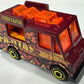 Hot Wheels 2025 - Collector # 149/250 - Fast Foodie 3/5 - Quick Bite - Maroon / 'Fuego Fajitas' - Yellow Aero Disc Wheels - USA Card
