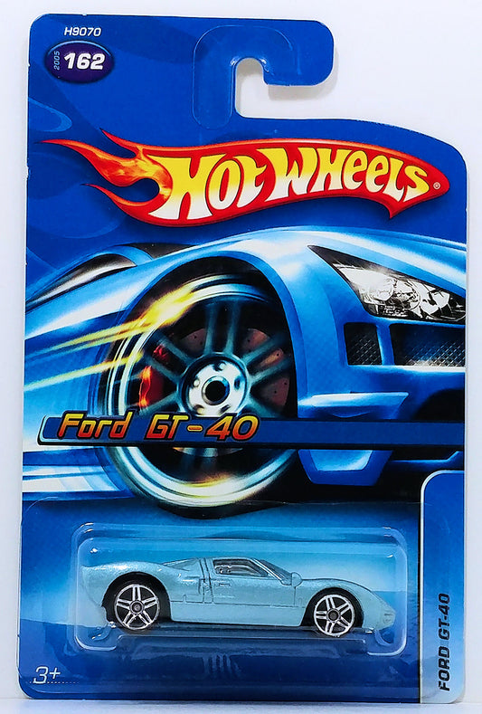 Hot Wheels 2005 - Collector # 162/183 - Ford GT-40 - Metallic Lite Blue / Orange Stripe / #32 - PR5 Wheels - USA '06 Card