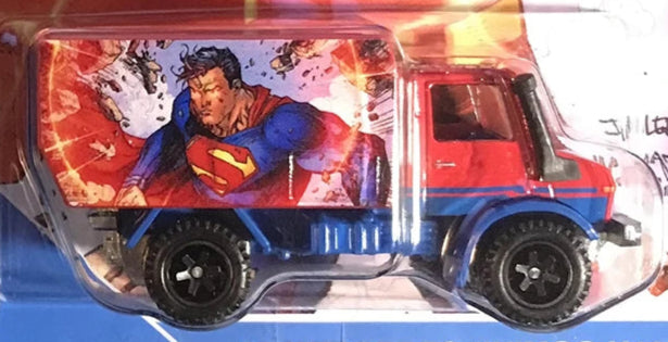 Hot Wheels 2021 - Premium / Pop Culture / DC Comics 3/5 - 88 Mercedes Unimog U1300 - Red / Superman&nbsp; - Metal/Metal & Real Riders