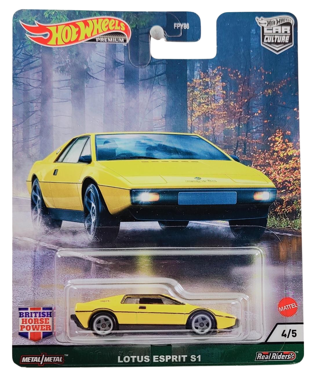 Hot Wheels 2021 - Premium / Car Culture / British Horse Power 4/5 - Lotus Esprit S1 - Yellow - Metal/Metal & Real Riders