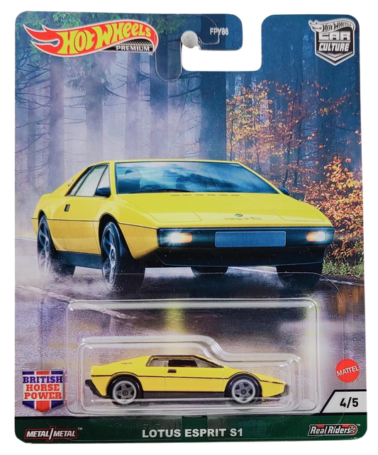Hot Wheels 2021 - Premium / Car Culture / British Horse Power 4/5 - Lotus Esprit S1 - Yellow - Metal/Metal & Real Riders