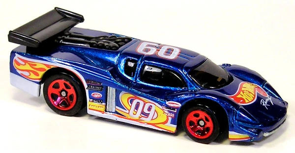 Hot Wheels 2009 - Collector # 075/190 - Hot Wheels Racing 9/10 - GT Racer - Metalflake Blue / #09 - Red Chrome 5 Spokes - USA Card