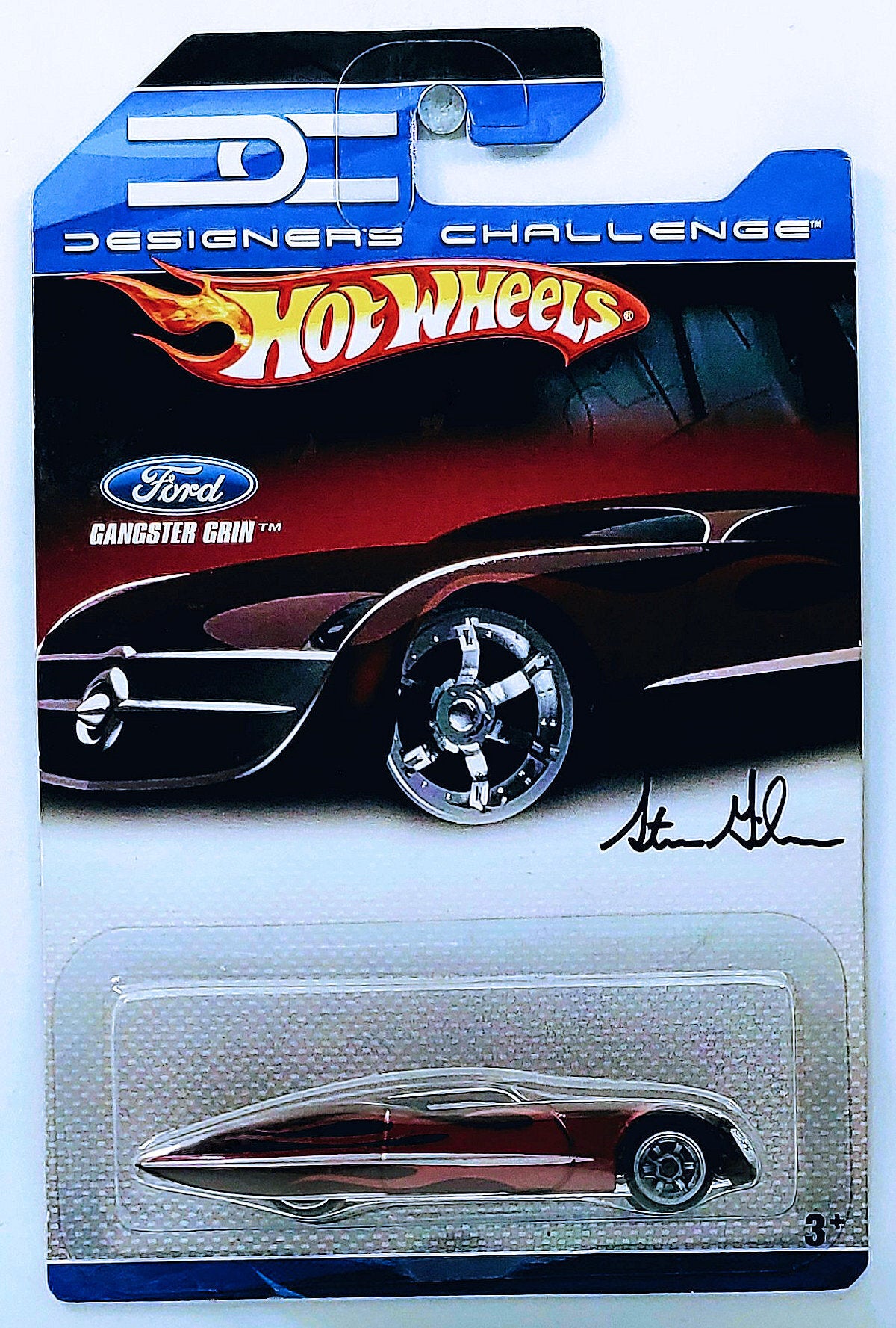 Hot Wheels 2008 - Designer's Challenge - Ford / Gangster Grin - Maroon / Flames - Co-Mold 6 Spokes