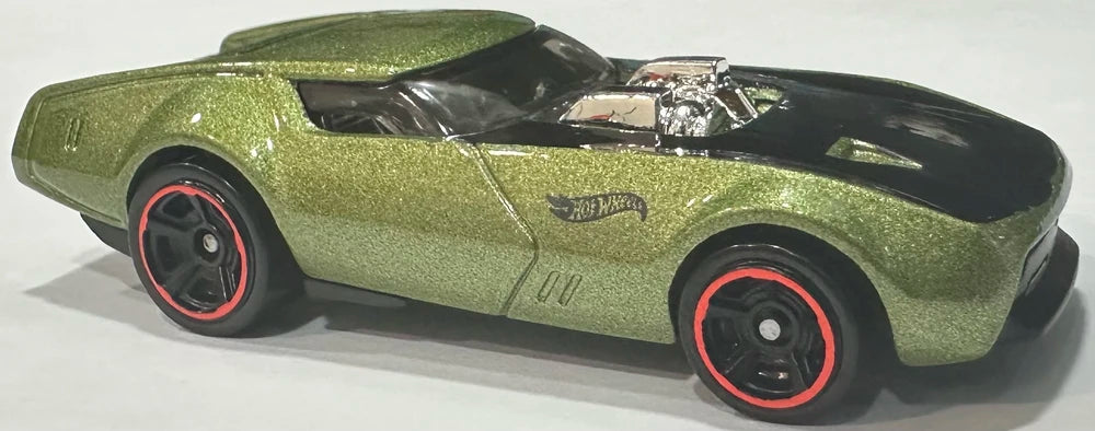 Hot Wheels 2025 - Collector # 108/250 - My Dream Garage 4/5 / New Models - Slide-Burn - Olive Green Metalflake / Black Hood - USA Card