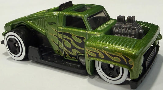 Hot Wheels 2026 - Collector # 117/250 - Rod Squad 1/10 - Erikenstein Rod - Metalflake Green - 5 Spoke Wheels with White Walls - USA '2026' Card