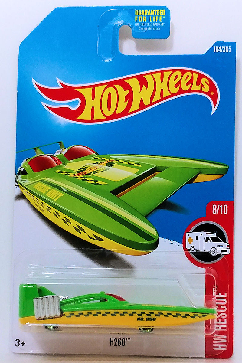 Hot Wheels 2017 - Collector # 184/365 - HW Rescue 8/10 - H2GO - Lime Green / Rescue Unit - USA Card