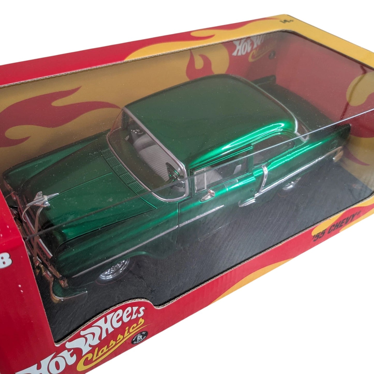 Hot Wheels 2005 Classics 1/18 Scale - '55 Chevy (Pro Street) Spectraflame Green - Limited Edition