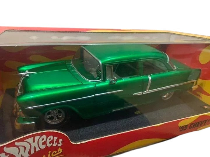Hot Wheels 2005 Classics 1/18 Scale - '55 Chevy (Pro Street) Spectraflame Green - Limited Edition