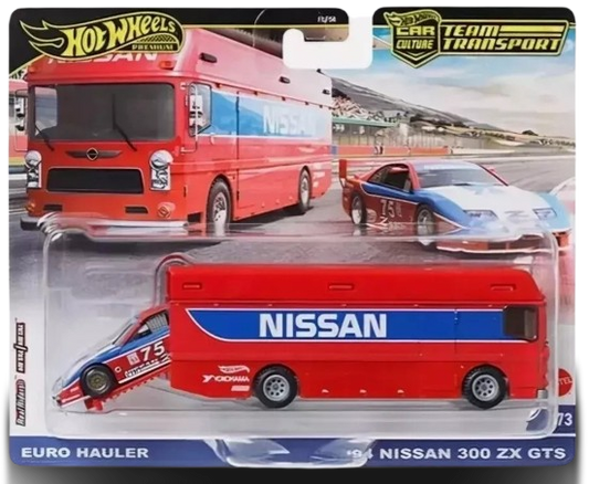 Hot Wheels 2024 - Premium / Car Culture / Team Transport # 73 - Euro Hauler & '94 Nissan 300 ZX GTS - Red / # 75 - Metal/Metal & Real Riders - Mix 4