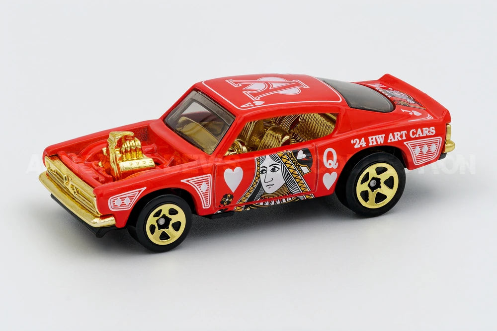 Hot Wheels 2024 Collector 152 250 HW Art Cars 8 10 King Kuda Red King of Hearts A on Roof Gold 5 Spokes USA Card