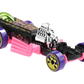Hot Wheels 2021 - Collector # 019/250 - HW Art Cars 01/10 - Rigor Motor - Matte Black - Pink Base & Exhaust - Purple Tires on Yellow Skull Wheels - USA Card