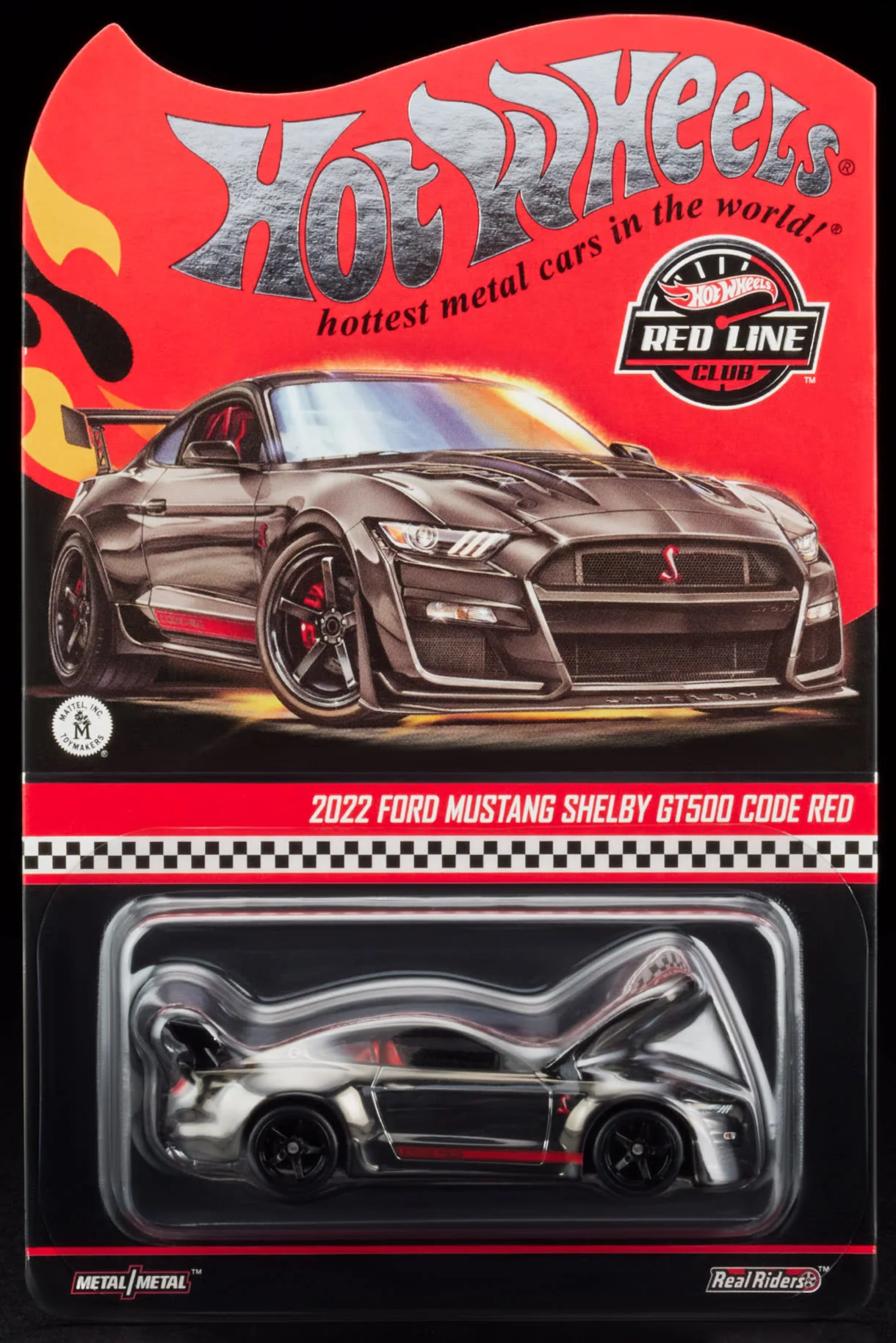 Hot Wheels 2024 - Mattel Creations / RLC - Redline Club Exclusive - 2022 Ford Mustang Shelby GT500 Code Red - Spectraflame Slate - Metal/Metal & Real Riders - Opening Hood - Kar Keeper - NEW Casting!