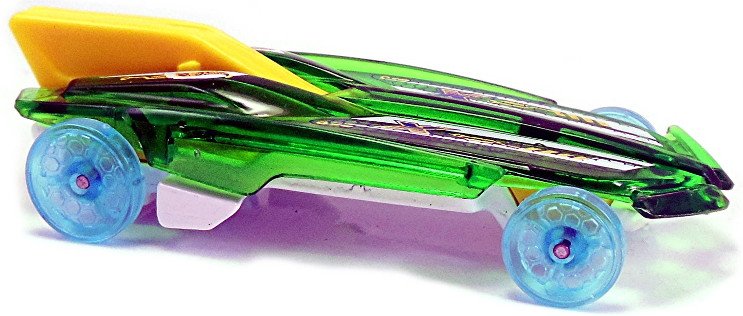 Hot Wheels 2017 - Collector # 227/365 - X-Raycers 2/10 - HW Formula Solar - Transparent Green Body / White Metal Base / Yellow Vertical Wing - USA Card