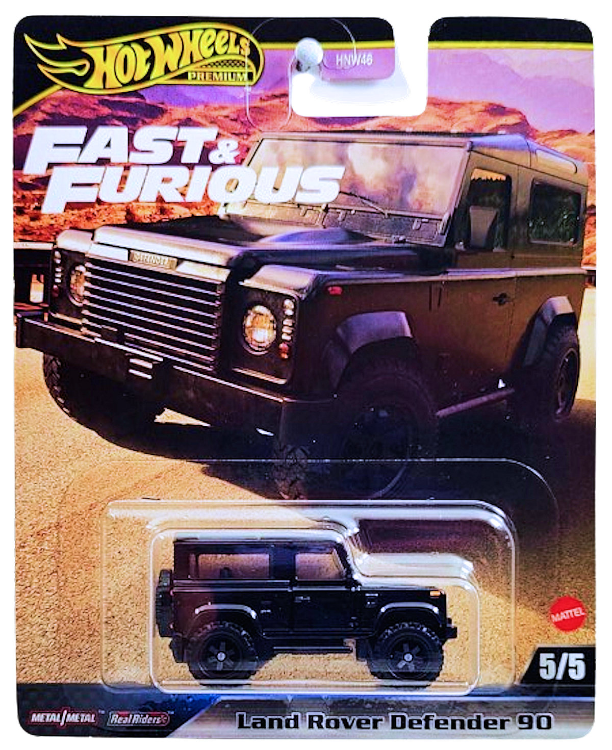 Hot Wheels 2024 - Premium / Fast & Furious / F9 The Fast Saga 5/5 - Land Rover Defender 90 - Black - Metal/Metal & Real Riders