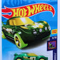 Hot Wheels 2018 - Collector # 252/365 - HW Glow Wheels 9/10 - New Model - Hi-Beam - Metalflake Dark Green - International Long Card