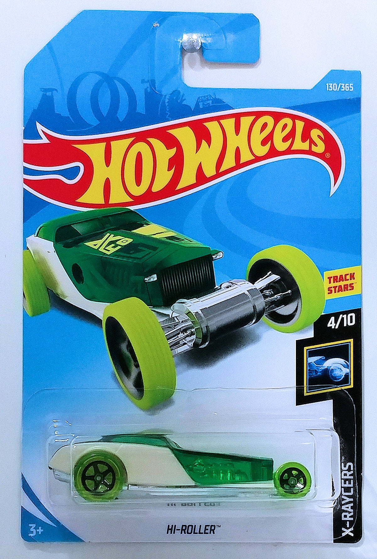 Hot Wheels 2018 - Collector # 130/365 - X-Raycers 4/10 - Hi-Roller - Transparent Green - International Card