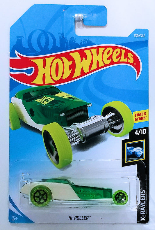 Hot Wheels 2018 - Collector # 130/365 - X-Raycers 4/10 - Hi-Roller - Transparent Green - International Card