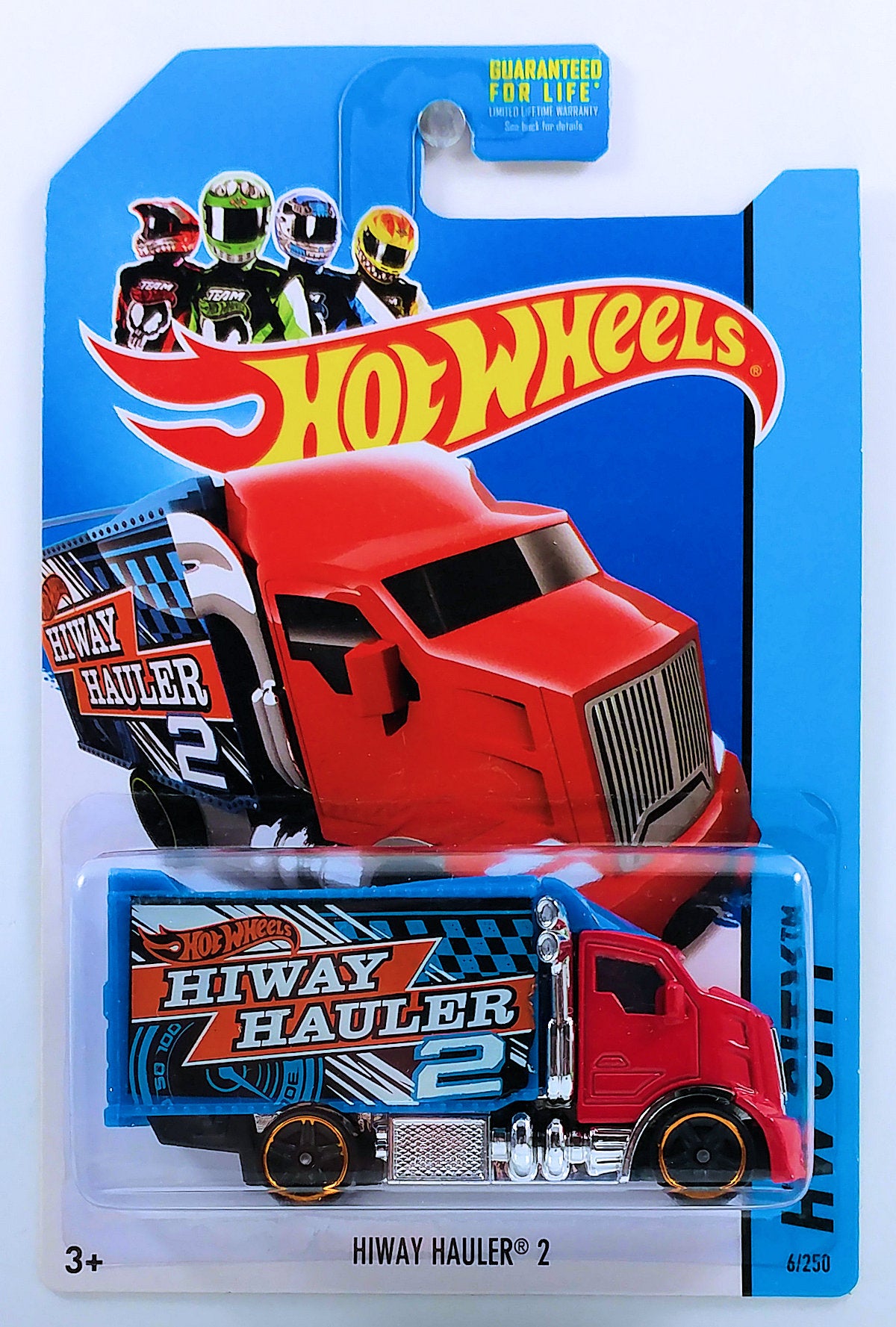 Hot Wheels 2014 - Collector # 006/250 - HW City / HW City Works - Hiway Hauler 2 - Red Cab / Blue Box - Black PR5 Wheels - USA Card