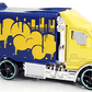 Hot Wheels 2015 - Collector # 028/250 - HW City / HW Art Cars - Hiway Hauler 2 - Yellow Cab / Blue Cargo Box / Yellow Chat Bubbles - USA 'WIN' Card