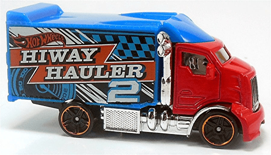 Hot Wheels 2014 - Collector # 006/250 - HW City / HW City Works - Hiway Hauler 2 - Red Cab / Blue Box - Black PR5 Wheels - USA Card