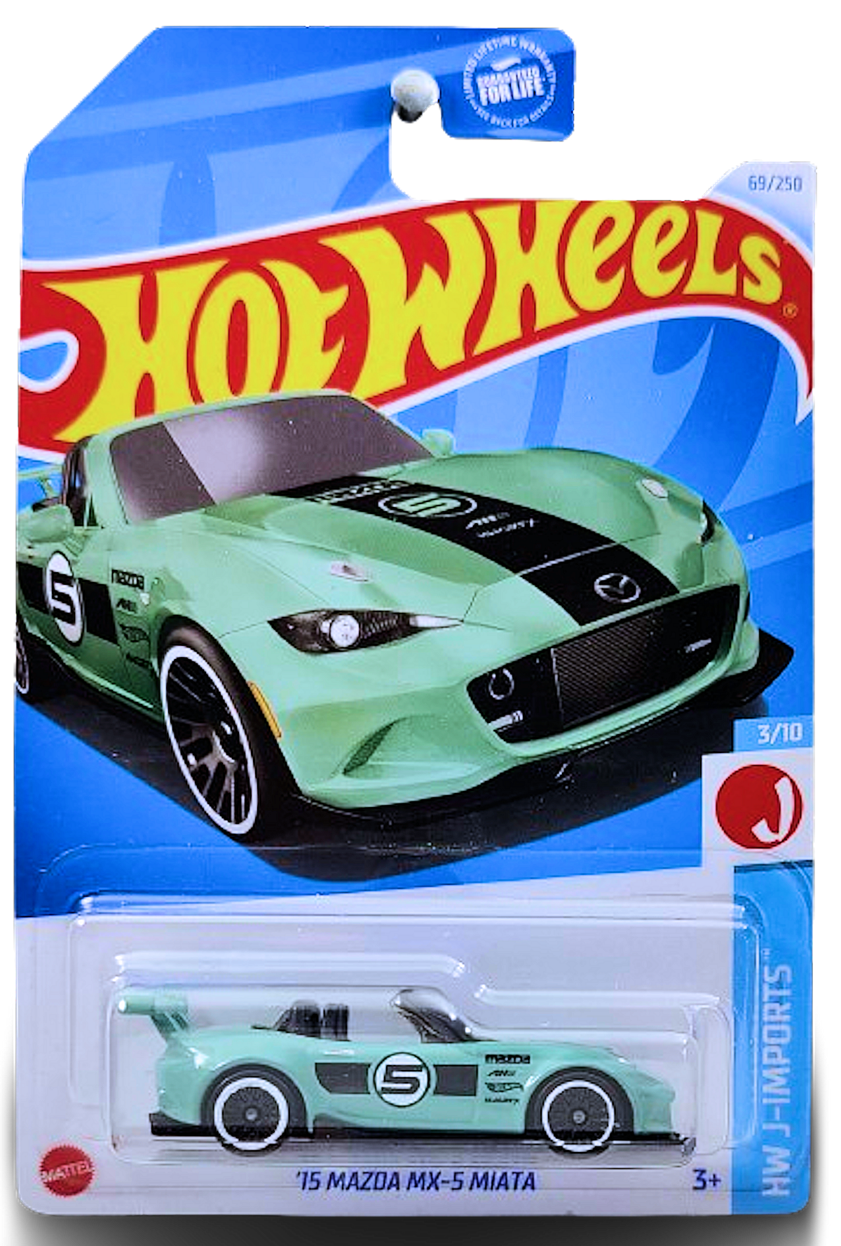Hot Wheels 2024 - Collector # 069/250 - HW J-Imports 3/10 - '15 Mazda MX-5 Miata - Pale Green / #5 - USA Card