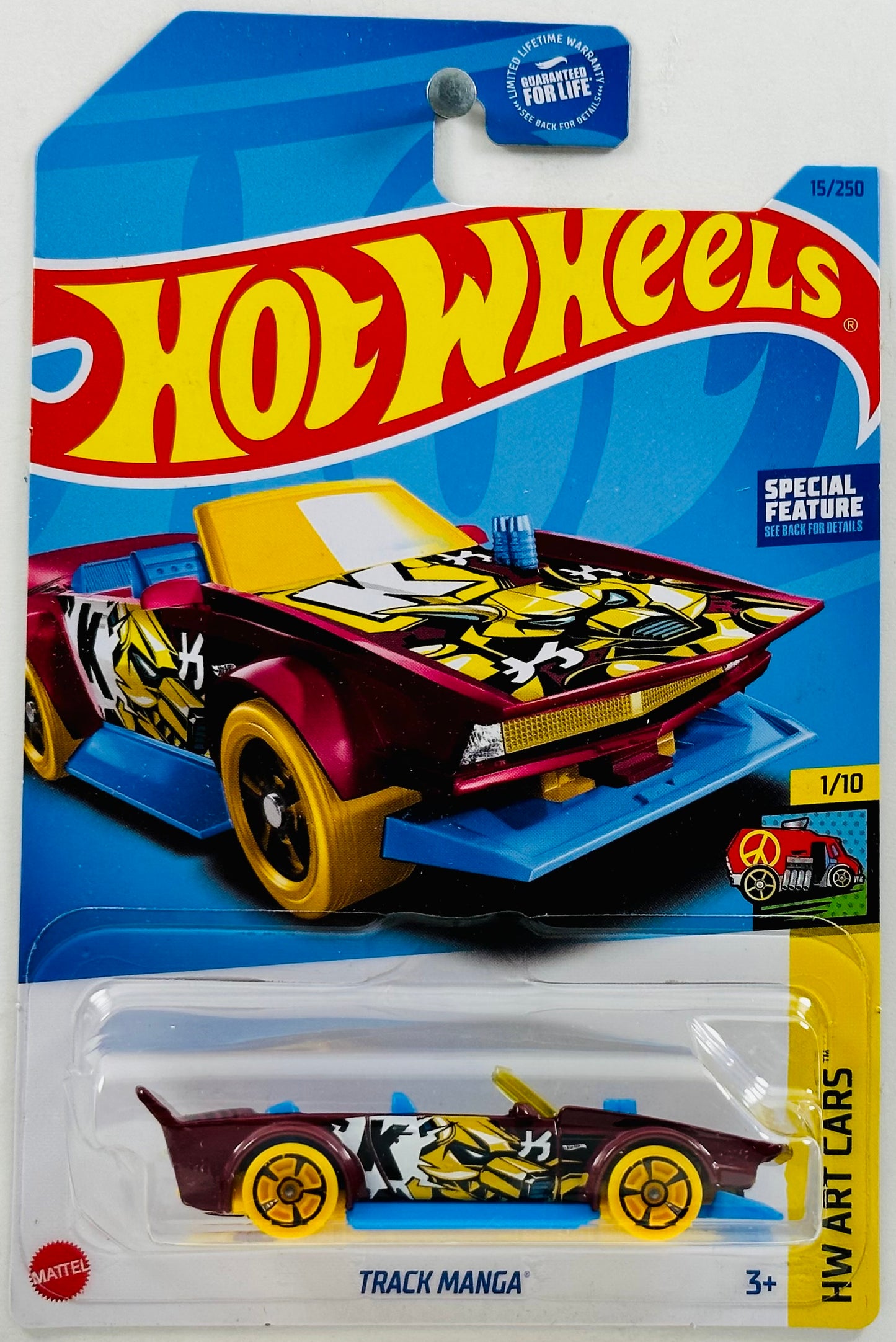 Hot Wheels 2023 - Collector # 015/250 - HW Art Cars 01/10 - Track Manga - Purple / 'K' / Yellow Dog Robot - MC5 Wheels - USA Card