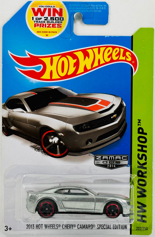 Hot Wheels 2014 - Collector # 202/250 - HW Workshop / HW Garage / ZAMAC 005 - 2013 Hot Wheels Chevy Camaro Special Edition - Walmart Exclusive - USA