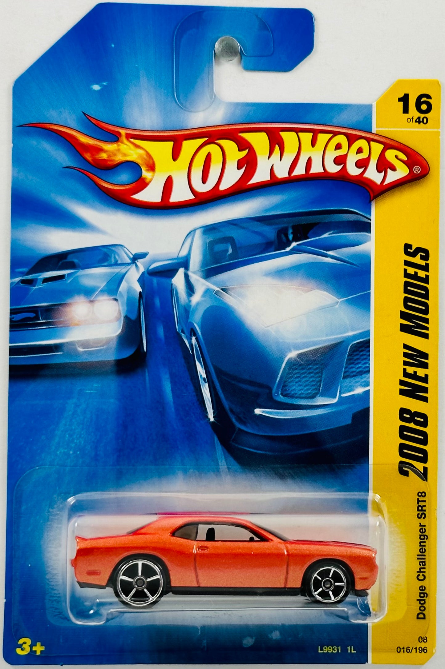 Hot Wheels 2008 - Collector # 016/196 - New Models 16/40 - Dodge Challenger SRT8 - Metalflake Orange - OH5Sp Wheels - USA Card