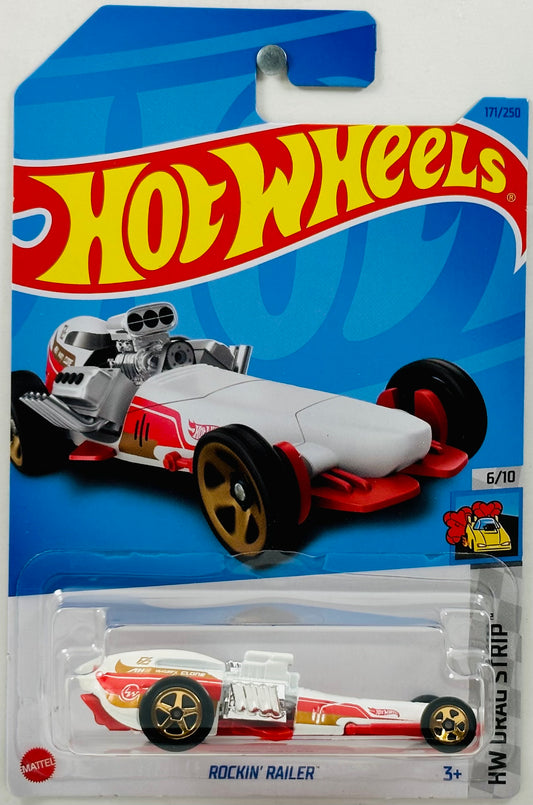 Hot Wheels 2023 - Collector # 171/250 - HW Drag Strip 06/10 - Rockin' Railer - White - Red & Gold Accents - Special Feature - IC